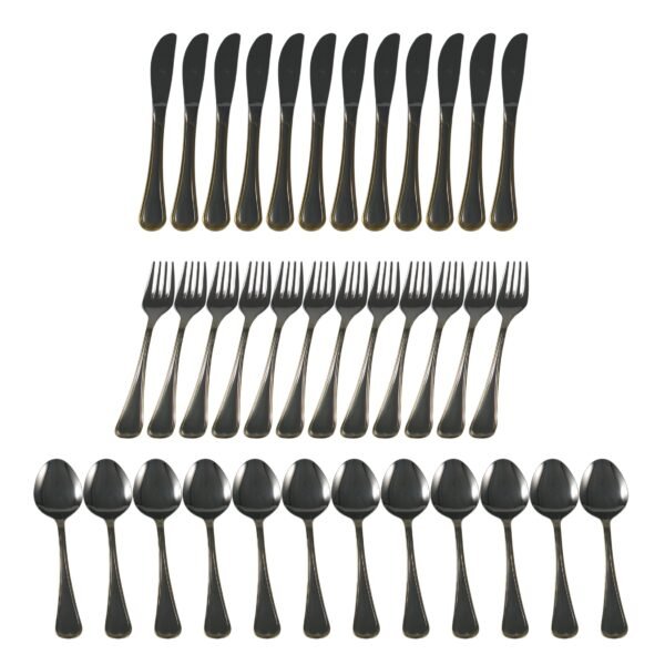 CRC Kadett Cubertería 75 piezas, acero inoxidable decorado en oro, servicio para 12 comensales con maletín de regalo