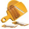 4-6.jpg CRC Rallador Mandolina Circus, 3 cuchillas intercambiables de acero inoxidable con lámina escurridora y protector de mano, 28 x 14 cm, amarillo