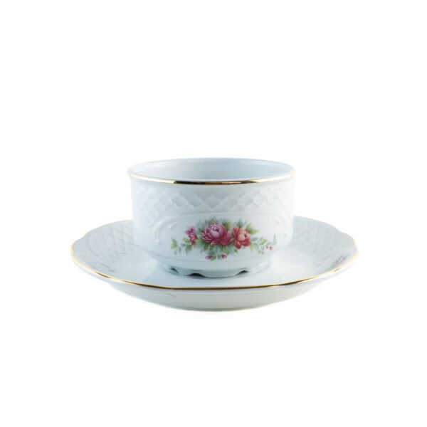 Salsera de Porcelana Blanca con Diseño Floral y Filo Dorado, Bidasoa Original, Elegante Vajilla para Servir Salsas
