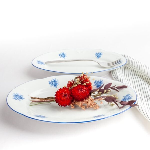 Juego de rabaneras de porcelana blanca (2 piezas) Lubeck Blue