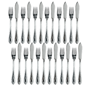 Set de cubiertos 24 piezas  para pescado en acero inoxidable modelo Koln 1285 -CRC-1285  12 palas  y 12 tenedores -franquihogar con regalo