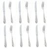 Cubiertos de Carne Glamour  7000  (12 Piezas) Acero Inoxidable con Detalles en Oro 23-24K, 6 Cuchillos + 6 Tenedores, Apto para lavavajillas