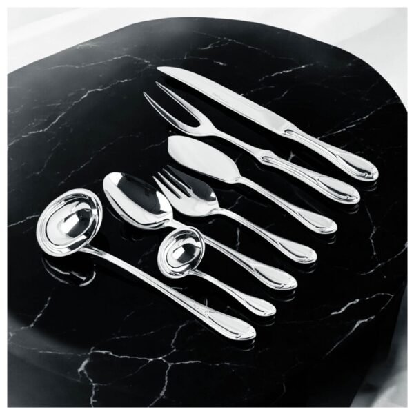 Glamour 7000  Juego de Servir Carne en Acero Inoxidable (2 Piezas) Cuchillo + Tenedor, Pulido Espejo, Apto para lavavajillas