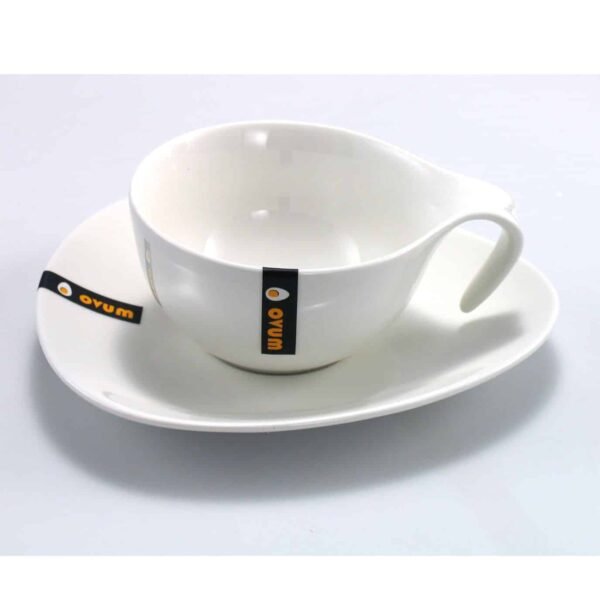 Ovum taza Cafe  o  TE  con Plato -Porcelana blanca premium
