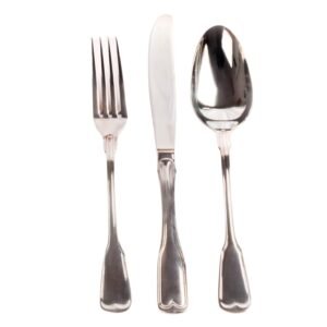 5500-bonn.jpg Juego de cubiertos de postre en acero inoxidable 18/10 monoblock pulidos con baño en plata (18 piezas) Bonn, 6 tenedores de postre, 6 cucharas de postre y 6 cuchillos de postre