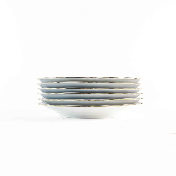 5RHEIN_6_POSTRES.jpg Juego de platos de postre de porcelana blanca (6 piezas) Rhein con filo de oro