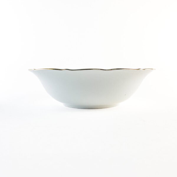 Ensaladera de porcelana blanca Rhein con filo de oro