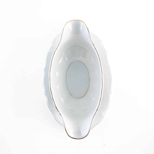 Salsera de Porcelana Blanca (1 pieza) Rhein con Filo Dorado, Vajilla Elegante, Servir en Mesa y Regalo Especial