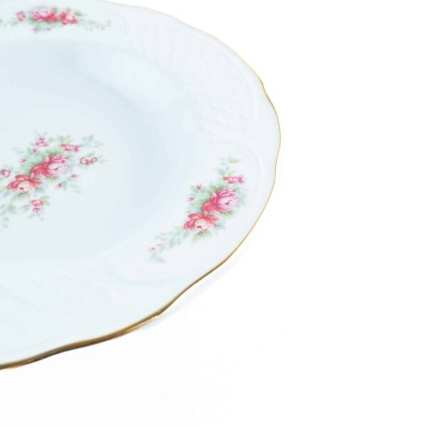 Juego de Platos Hondos de Porcelana Blanca (6 piezas) Bidasoa Irina, Motivos Florales con Filo de Oro, Elegante para Cenas, Excelente como Regalo