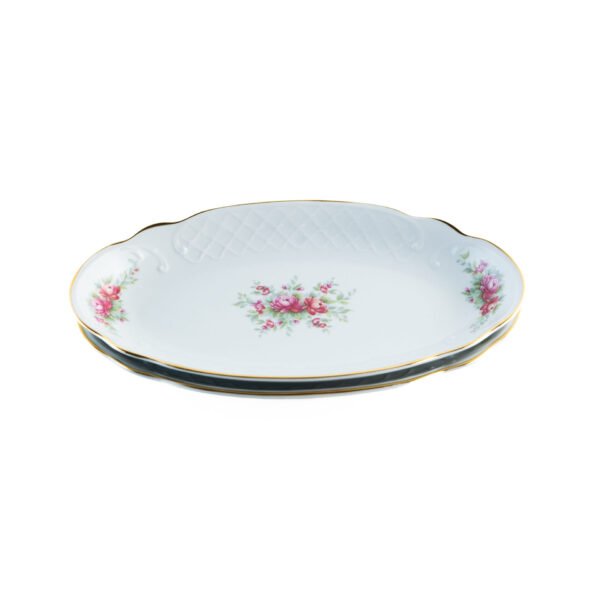 5_BIDASOA_IRINA_RABANERA.jpg Juego de Rabaneras de Porcelana Blanca (2 piezas) con Diseño Floral y Filo Dorado Fuente para Guarnición, Aperitivos o Salsas .Colección Bidasoa original.