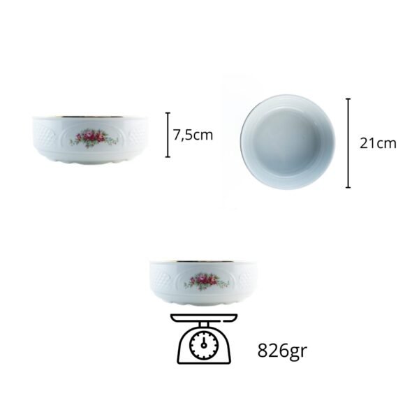 Juego de Porcelana (2 Piezas) Bidasoa Irina, Sopera con tapa y ensaladera, Diseño floral con filo dorado, Vajilla clásica y elegante para mesa, celebraciones y regalo especial