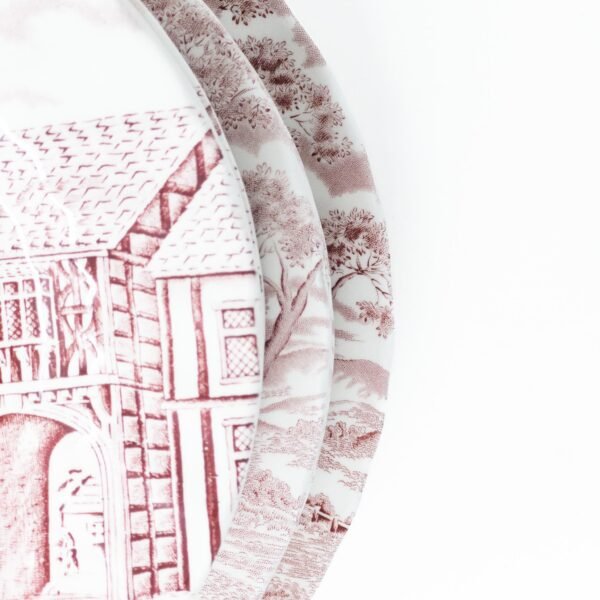 Vajilla de cerámica (20 piezas) Churchill Rosa 18 platos llanos, 1 ensaladera, 1 bandeja