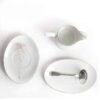 Juego de salsera de porcelana blanca de caolín y plato de apoyo (2 piezas) Bremen, 1 salsera (35 cl), 1 plato (25 x 14 cm)