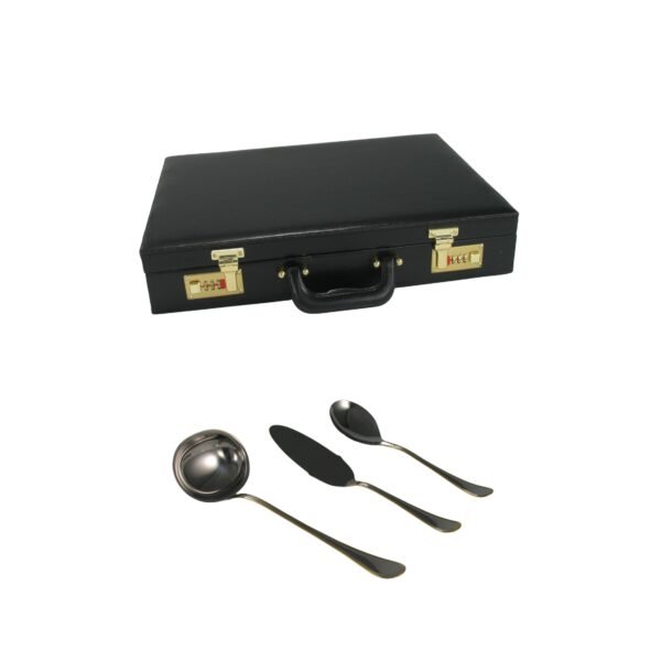 CRC Kadett Cubertería 75 piezas, acero inoxidable decorado en oro, servicio para 12 comensales con maletín de regalo