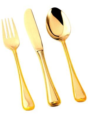 CRC Venedig 6300 Full Gold cubertería 70 piezas, acero inoxidable 18/10 completamente bañada en oro