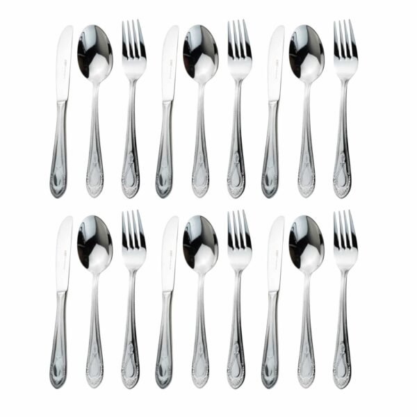 Cubiertos 18 piezas koln 1285 acero inoxidable 18-10. Cubertería de mesa  (6X3) tenedores , cucharas  y cuchillos.