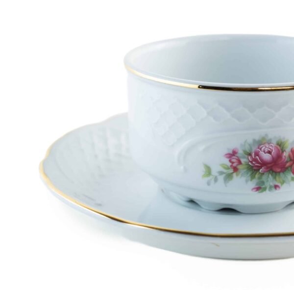 Salsera de Porcelana Blanca con Diseño Floral y Filo Dorado, Bidasoa Original, Elegante Vajilla para Servir Salsas