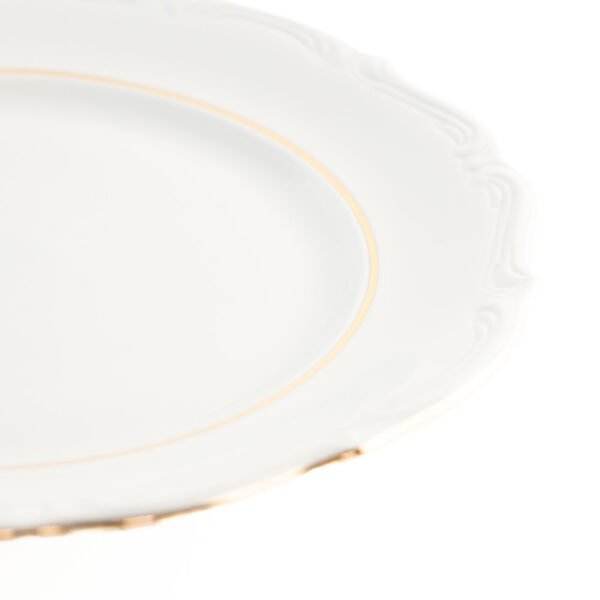 Fuente de Porcelana Blanca (1 Pieza) Rhein Plato presentación de 32 cm con Borde de Oro – Ideal para Postres, Tartas, Sushi o como Base para Ensaladera – Diseño de Lujo