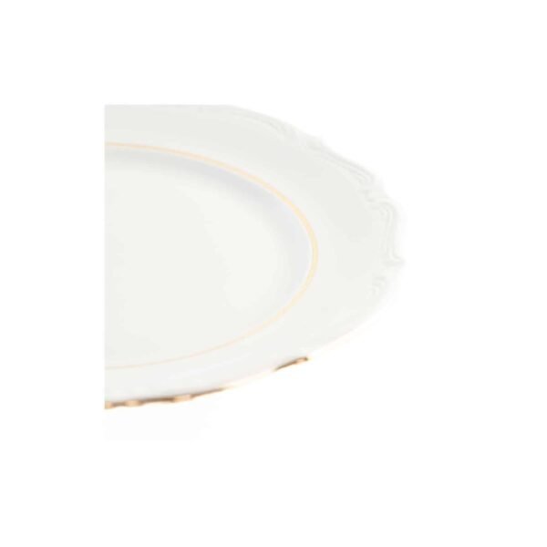 Platos de Presentación de Porcelana Blanca con Filo Dorado (2 Piezas) Rhein, Vajilla Elegante y Clásica para Mesa, Banquetes, Celebraciones y Regalo Especial