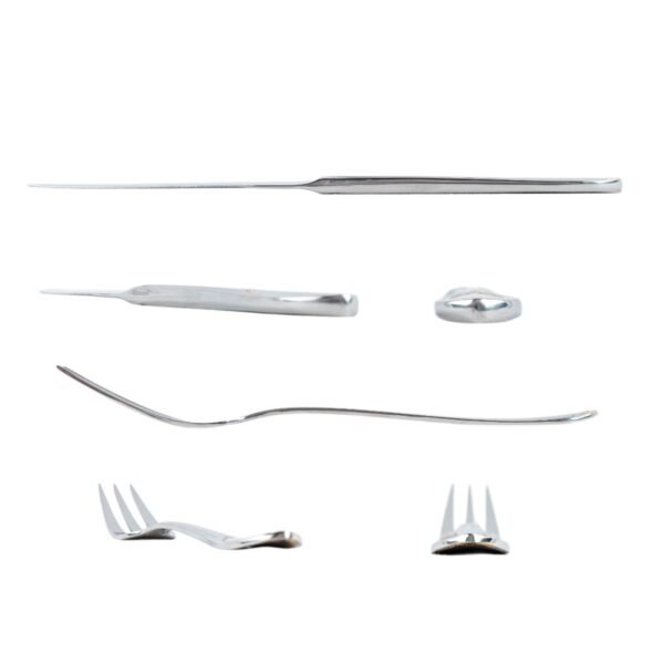 Cubiertos de Carne Glamour  7000  (12 Piezas) Acero Inoxidable con Detalles en Oro 23-24K, 6 Cuchillos + 6 Tenedores, Apto para lavavajillas