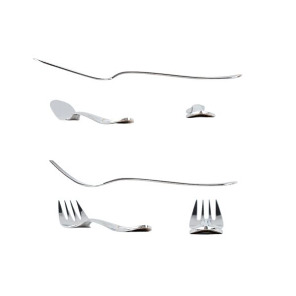 Cubertería de Pescado Glamour  7000  (12 Piezas) Acero Inoxidable con Detalles en Oro 23-24K, 6 Cuchillos y 6 Tenedores, Apta para lavavajillas