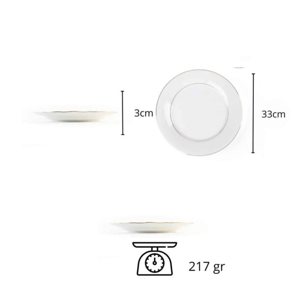 7-5.jpg Platos de presentación de porcelana blanca con filo de oro (2 piezas) Bremen