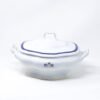 Sopera de porcelana blanca (4L) Duisburg, 1 tapa de porcelana, filo de oro, azul cobalto