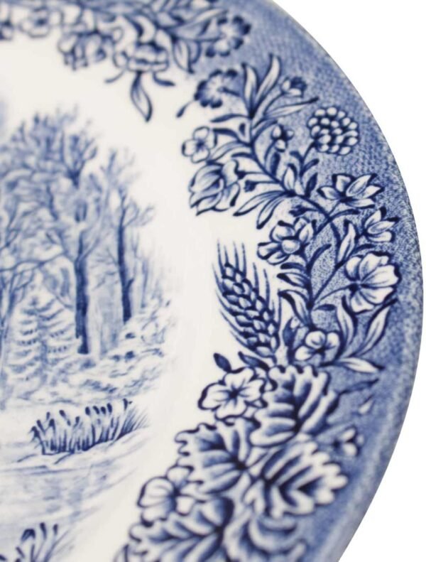 Platos de postre de porcelana blanca (6 piezas) Churchill, diseño clásico, azul