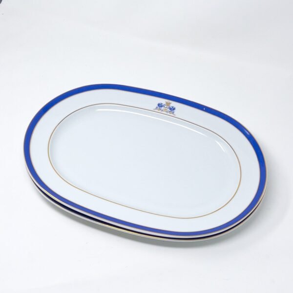Bandeja de porcelana blanca con filo de oro y azul cobalto (1 pieza) Duisburg, 38 cm