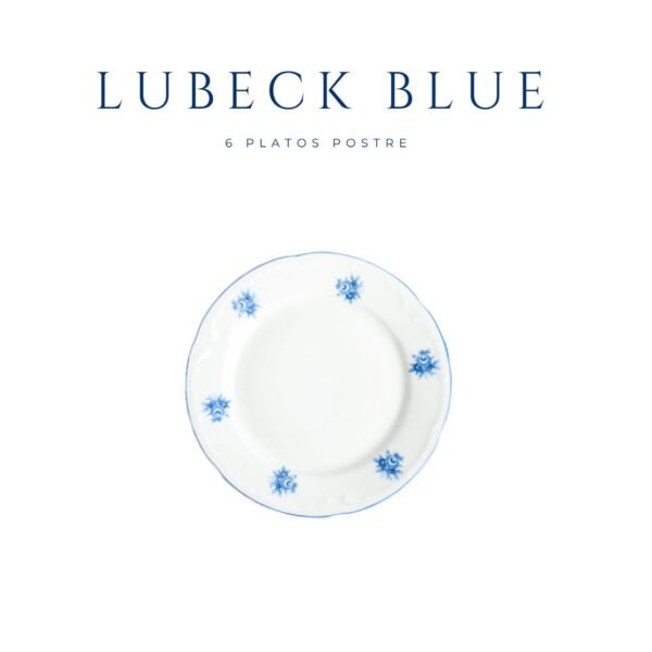 Juego de platos de postre de porcelana blanca (6 piezas) Lubeck Blue