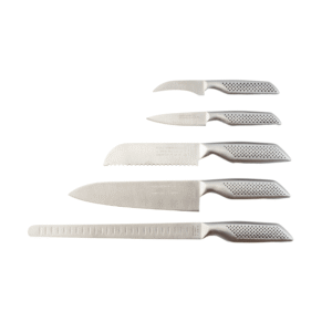 Juego de cuchillos de cocina monoblock en acero inoxidable (5 piezas) Holstein, 5 cuchillos de cocina profesionales (19 cm, 20 cm, 25 cm, 33 cm y 39,5 cm)