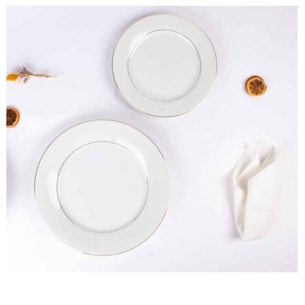 8-4.jpg Platos de presentación de porcelana blanca con filo de oro (2 piezas) Bremen