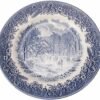 Platos de postre de porcelana blanca (6 piezas) Churchill, diseño clásico, azul