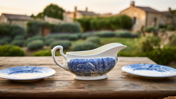 Salsera de Loza Azul Churchill – Cerámica Inglesa Clásica, Elegante y Duradera – Ideal para Salsas, Aderezos y Gravies