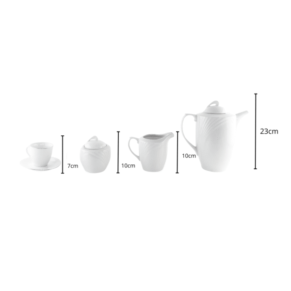 Juego Café o Té de porcelana blanca (27 piezas) Lubeck R con filo de oro, taza, plato, cafetera, azucarero y lechera