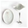 Juego de salsera de porcelana blanca de caolín y plato de apoyo (2 piezas) Bremen, 1 salsera (35 cl), 1 plato (25 x 14 cm)