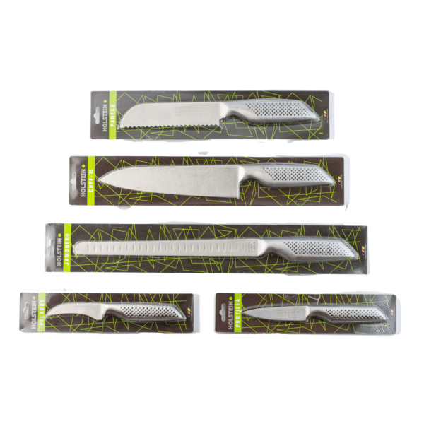 Juego de cuchillos de cocina monoblock en acero inoxidable (5 piezas) Holstein, 5 cuchillos de cocina profesionales (19 cm, 20 cm, 25 cm, 33 cm y 39,5 cm)