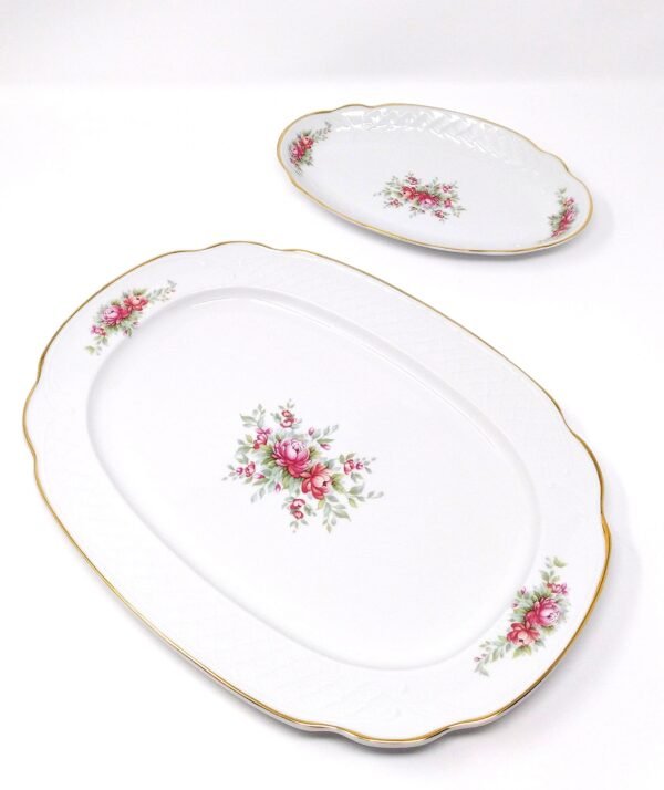 Vajilla Irina Bidasoa (56 piezas) en Porcelana Blanca con Relieve Floral y bordes Dorados