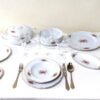 Vajilla Irina Bidasoa (56 piezas) en Porcelana Blanca con Relieve Floral y bordes Dorados