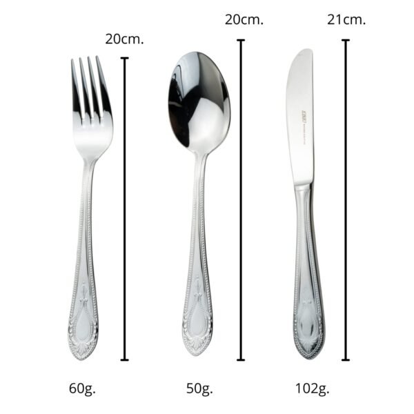 Cubiertos 18 piezas koln 1285 acero inoxidable 18-10. Cubertería de mesa  (6X3) tenedores , cucharas  y cuchillos.