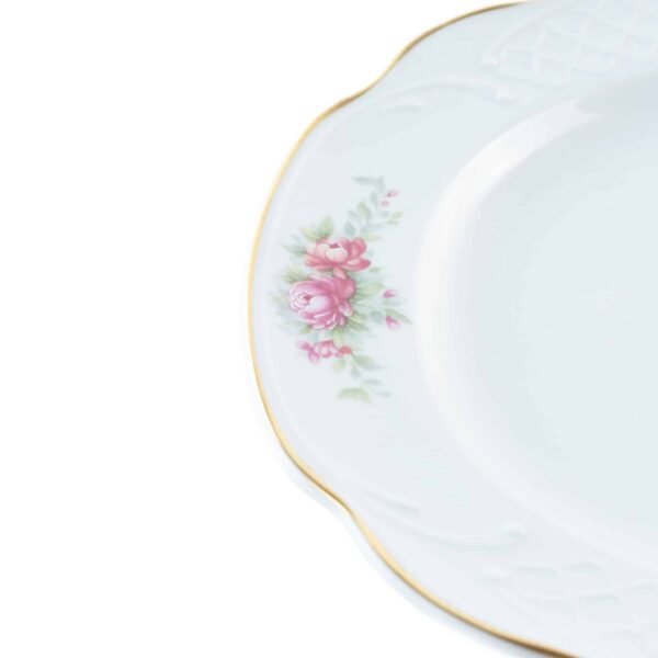 Fuente de porcelana Bidasoa Irina ovalada con filo dorado y flores