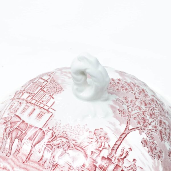 Sopera de ceramica inglesa, blanca y rosa marca churchill (3 l )