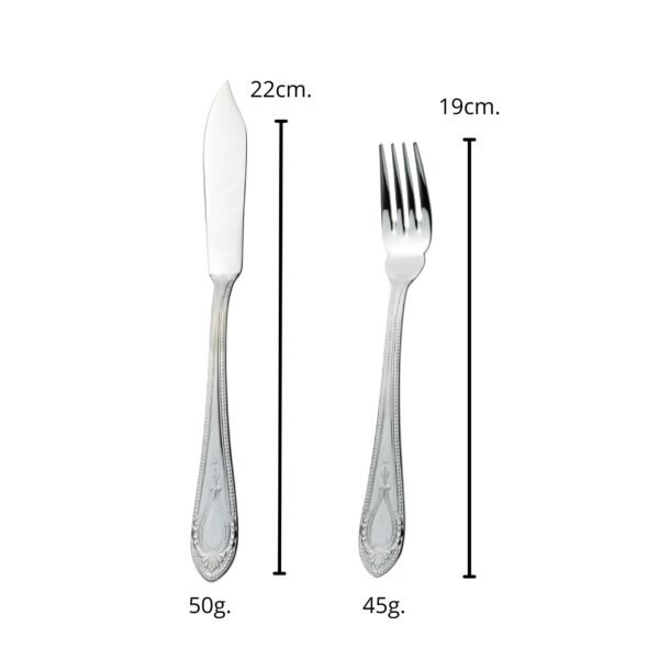 Koln 1285 – Cubertería de Pescado en Acero Inoxidable (12 Piezas) 6 Cuchillos y 6 Tenedores, Pulido Espejo