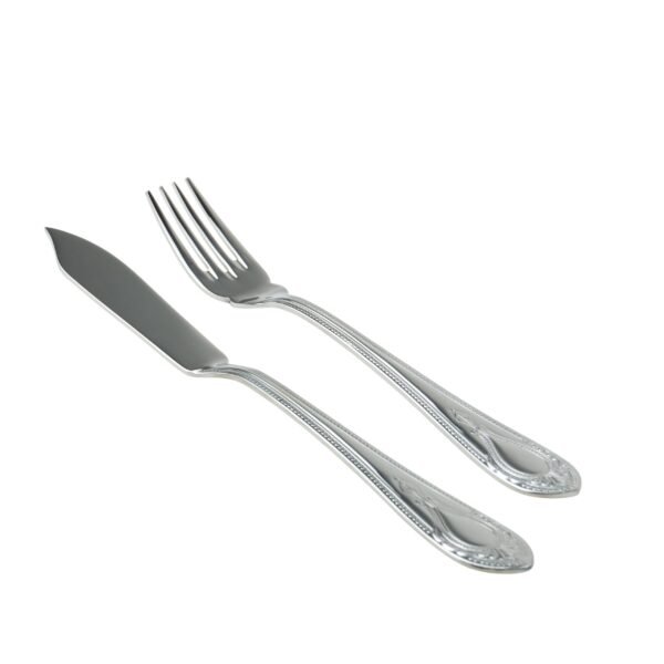 Koln 1285 – Cubertería de Pescado en Acero Inoxidable (12 Piezas) 6 Cuchillos y 6 Tenedores, Pulido Espejo