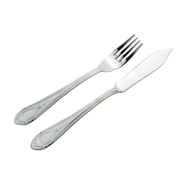 Koln 1285 – Cubertería de Pescado en Acero Inoxidable (12 Piezas) 6 Cuchillos y 6 Tenedores, Pulido Espejo