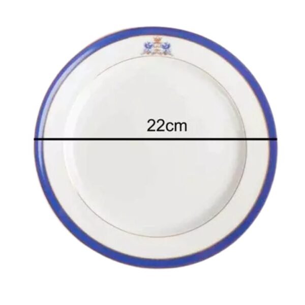 Juego de platos Postre de porcelana blanca  Duisburg, 6 platos de postre, azul de cobalto y filo de oro