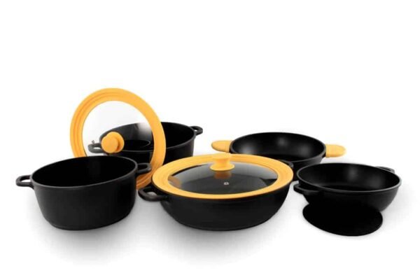 Cazuela de aluminio fundido alta de 24 cm de diámetro (1 pieza) Duroteck, antiadherente  2 capas, libre de PTFE y PFOA