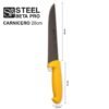 Juego de cuchillos de cocina en acero inoxidable de alto rendimiento (3 piezas) Steel Beta Pro, 3 cuchillos carniceros profesionales (20 cm, 25 cm y 30 cm), mango de polipropeno