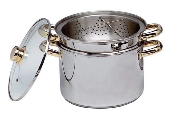 Conjunto Olla y Cubiertos (17 piezas) Colección Pasta Chef en Acero Inoxidable Ideal para Comida Vegetariana o Vegana, Inducción NO