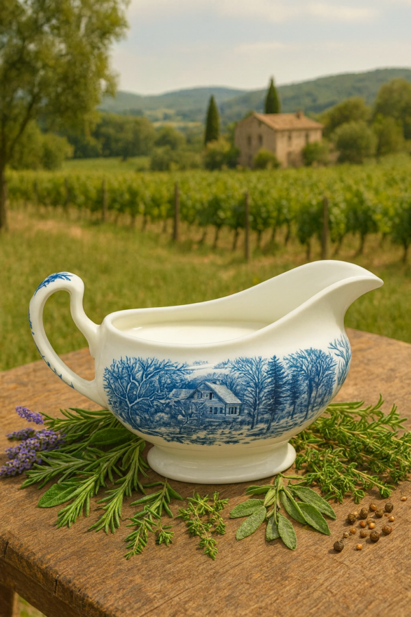 Salsera de Loza Azul Churchill – Cerámica Inglesa Clásica, Elegante y Duradera – Ideal para Salsas, Aderezos y Gravies